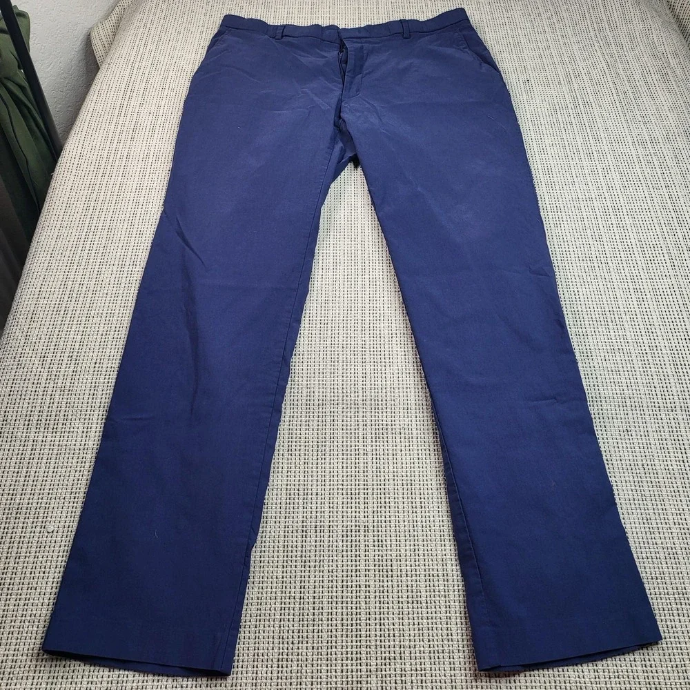 Tommy Hilfiger Dress Pants Mens 36x32‎ Blue Chino Stretch Flat Front Casual